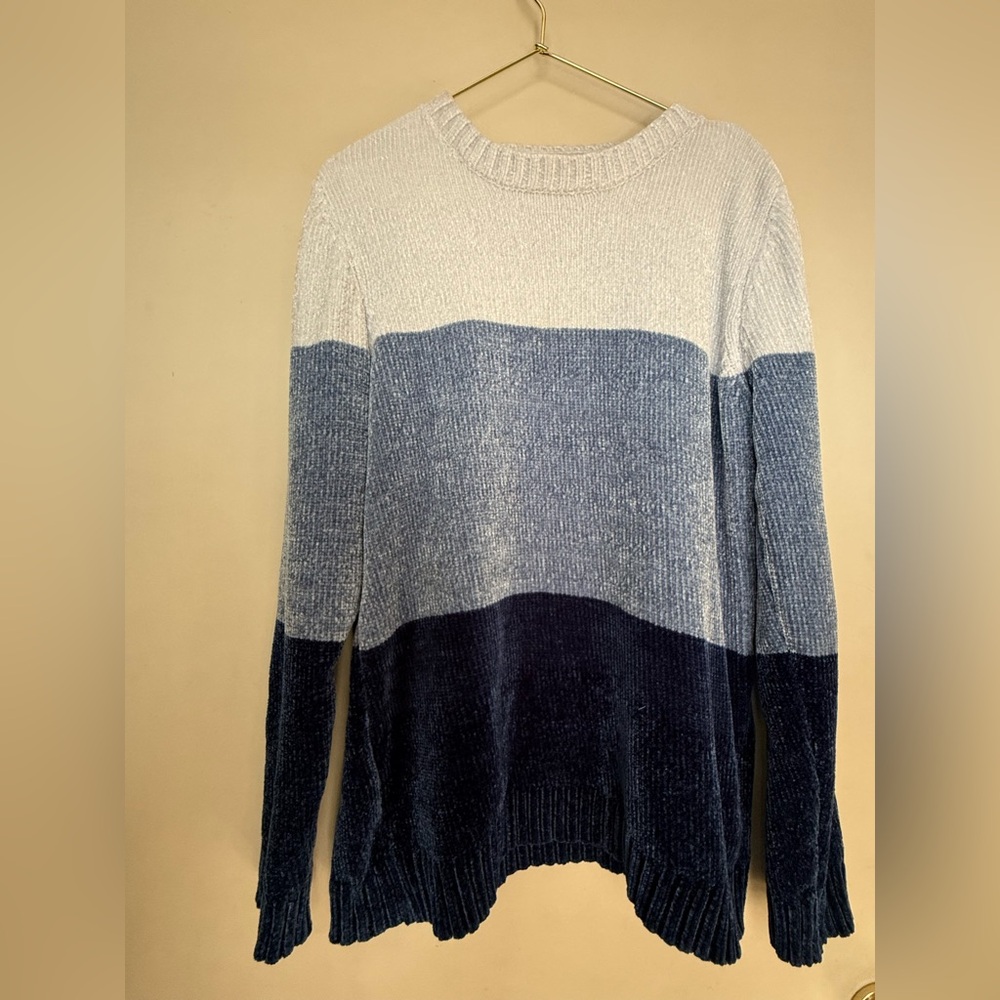 Karen Scott Women's Blue and White Striped Sweater